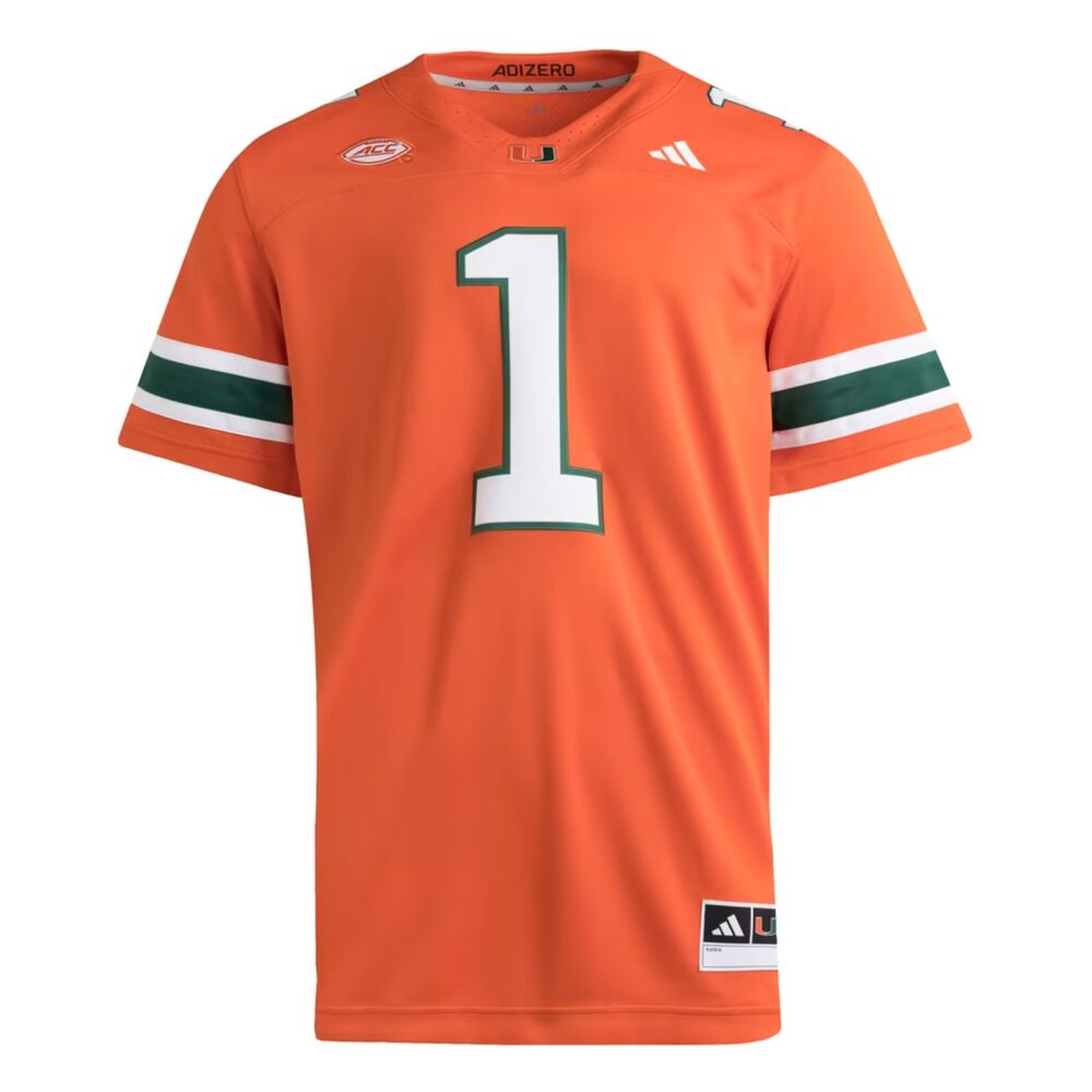 Miami Hurricanes adidas #1 Premier Jersey Orange Men’s Size Large | New